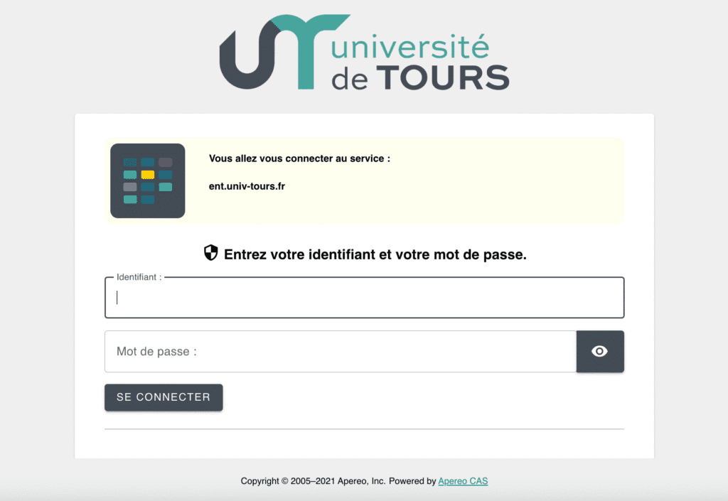 page connexion ent tours